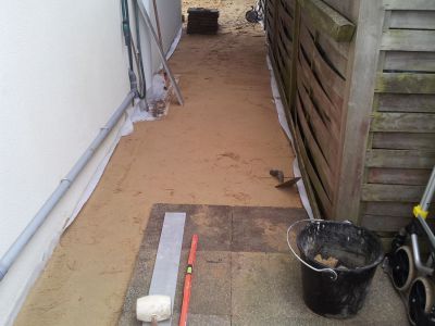 Réalisation d’une terrasse en dalles béton - Vieux Boucau - Landes (40).